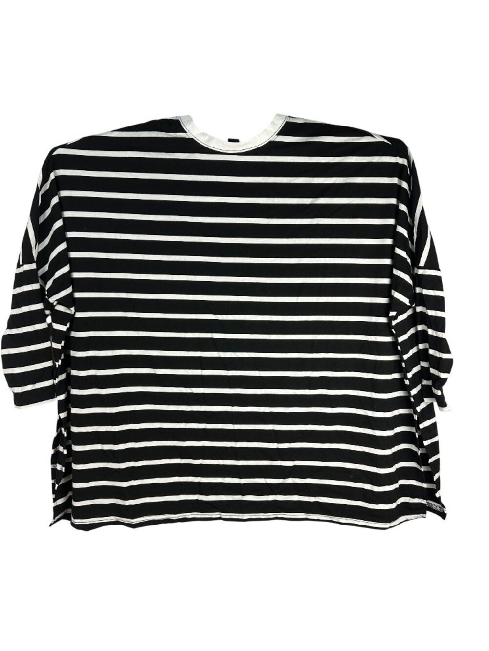 Shein Curve Womens Black & White Striped Relaxed Fit Top Size 1XL Casual Style